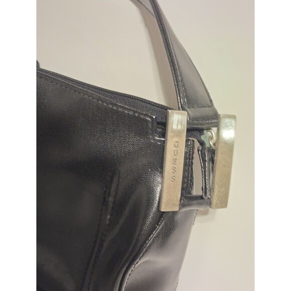 Vintage Guess Black Shoulder Bag Purse Y2K Logo Buckle Baguette Handbag Grunge - Picture 3 of 8
